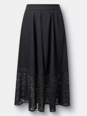 Torrid Black Maxi Skirt with Eyelet Hem